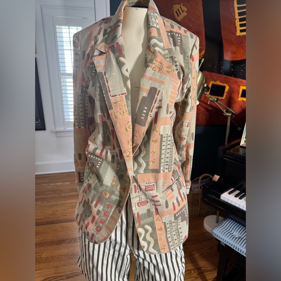 Vintage 90’s Toni Garment for CC Magi Mixed Pattern Blazer Jacket - Picture 4 of 10